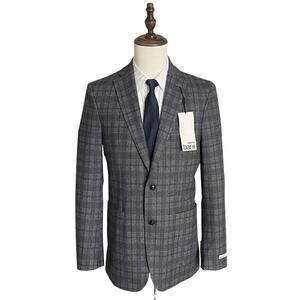 Bar III Sport Coat Men's 40 Long Slim Fit Stretch Fabric Grey Check NEW